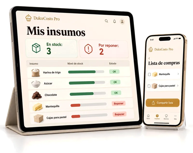 Bono 3: control de insumos en iPad y lista de compras en iPhone